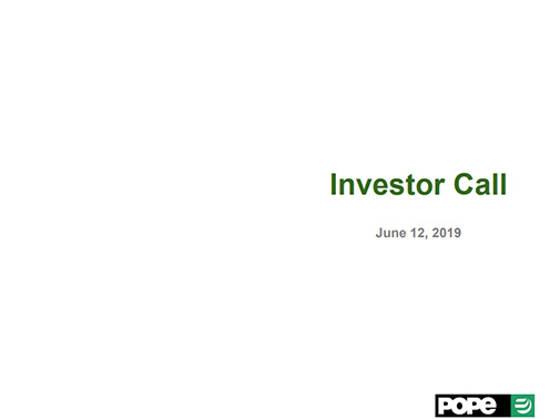 Investor Call Presentation June 12, 2019