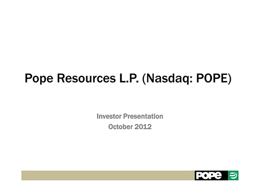 Investor Call Presentation October 25, 2012