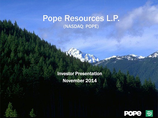 Investor Call Presentation November 10, 2014